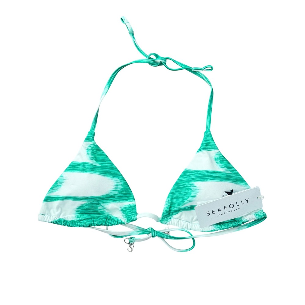Seafolly Australia Wavelength Jade Green Abstract Slide Tri Bikini Top 31474-135